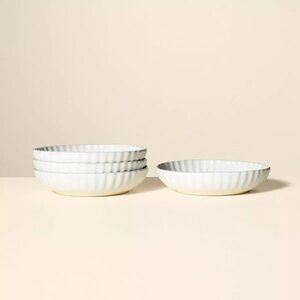 4pk 25oz Scalloped Edge Stoneware Pasta/Grain Bowl Cream -Hearth & Hand Magnolia